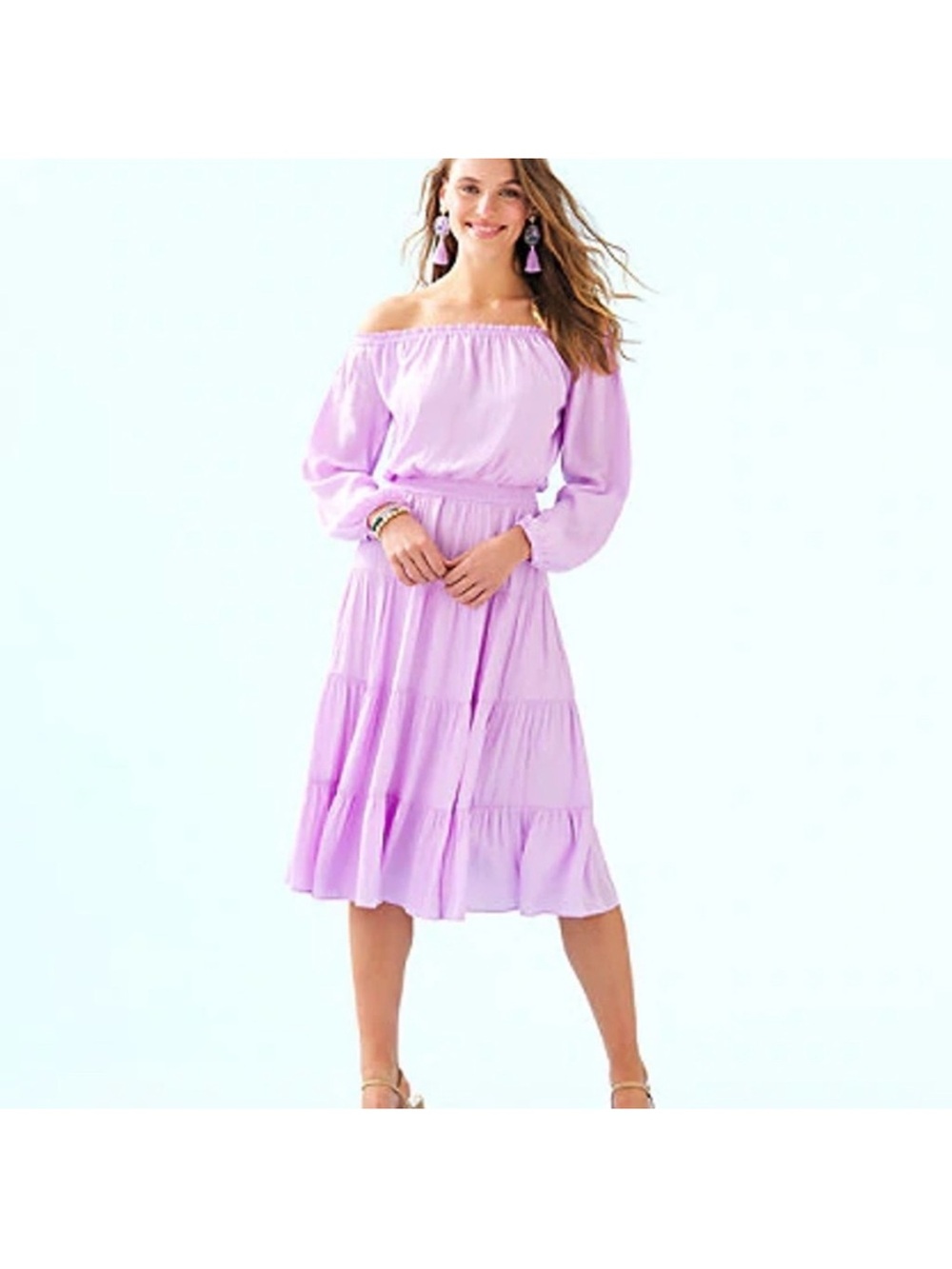 Lilly Pulitzer Off-Shoulder Tiered Midi Dress